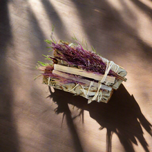 Load image into Gallery viewer, Smudges - White Sage &amp; Dried Flowers w/ White Selenite Crystal
