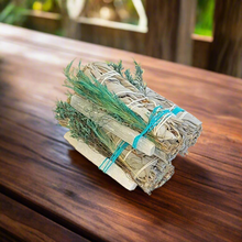 Load image into Gallery viewer, Smudges - White Sage &amp; Dried Flowers w/ White Selenite Crystal
