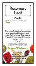 Load image into Gallery viewer, Witch&#39;s Garden Organic Herbs &amp; Spices - Rosemary Leaf (Powder)
