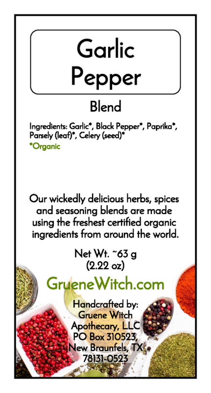 Witch's Garden Organic Herbs & Spices - Garlic Pepper Seasoning (Blend)